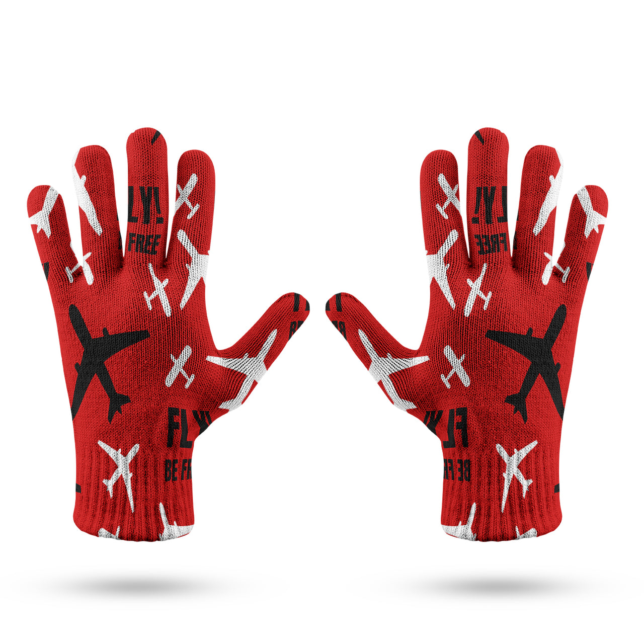 Fly Be Free Red Designed Gloves
