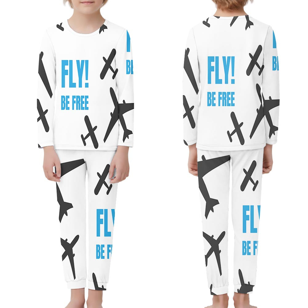 Fly Be Free White Designed "Children" Pijamas