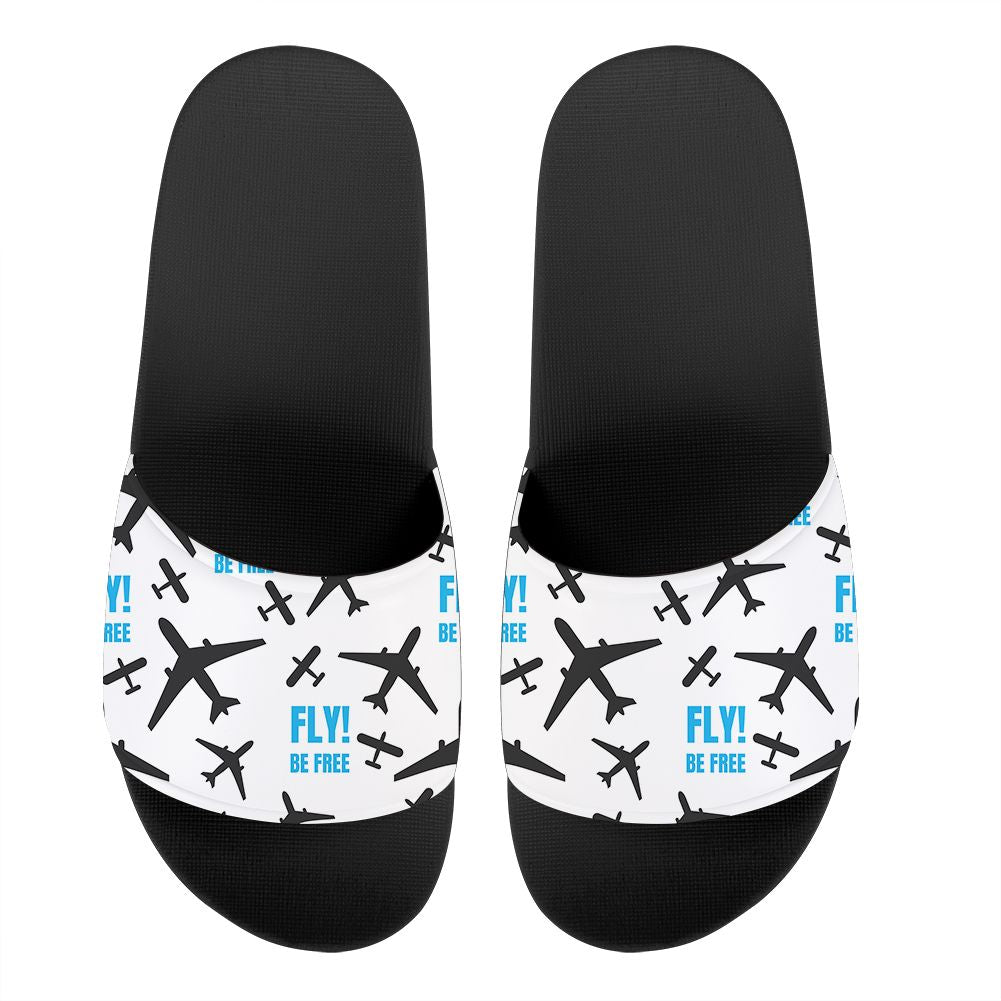 Fly Be Free White Designed Sport Slippers