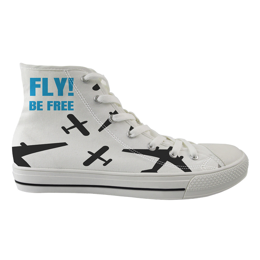 Fly Be Free White Designed Long Canvas Shoes (Men)
