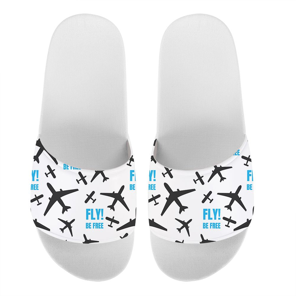 Fly Be Free White Designed Sport Slippers