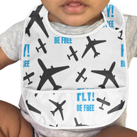 Thumbnail for Fly Be Free White Designed Baby Bib
