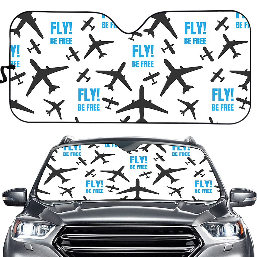 Fly Be Free White Designed Car Sun Shade