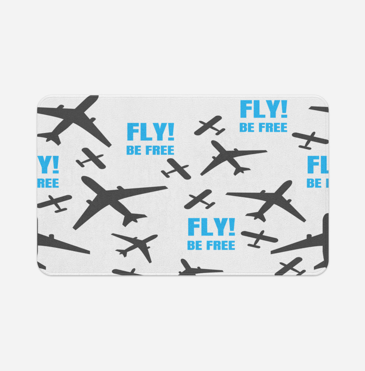 Fly Be Free White Designed Bath Mats