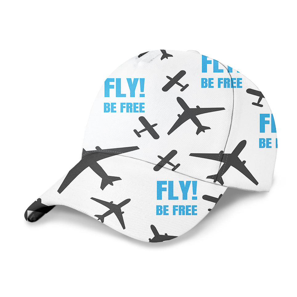 Fly Be Free White Designed 3D Peaked Cap
