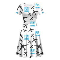 Thumbnail for Fly Be Free White Designed Women Midi Dress