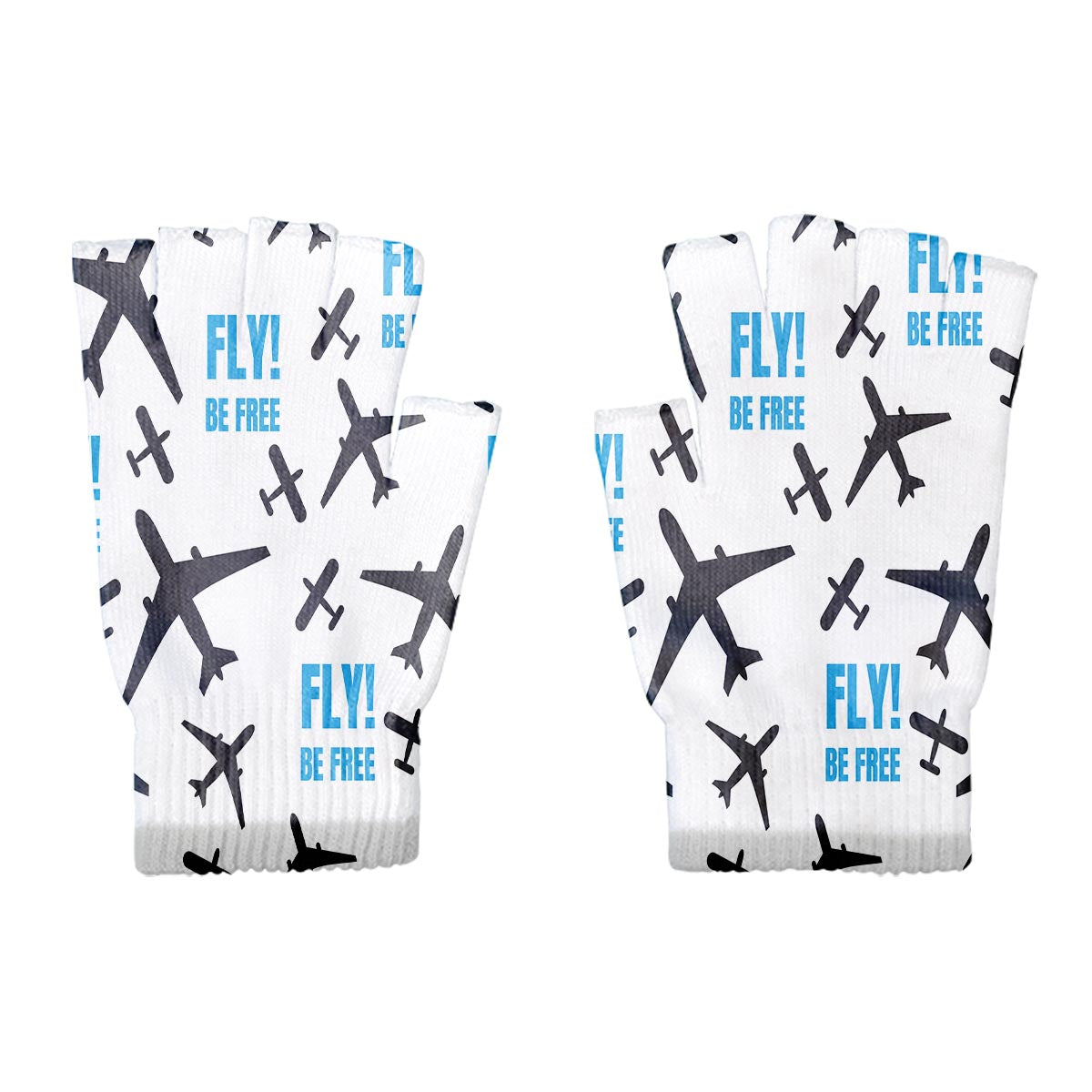 Fly Be Free White Designed Cut Gloves