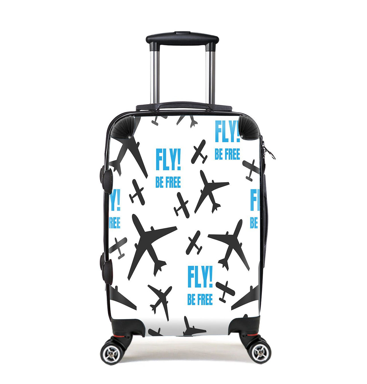 Fly Be Free White Designed Cabin Size Luggages