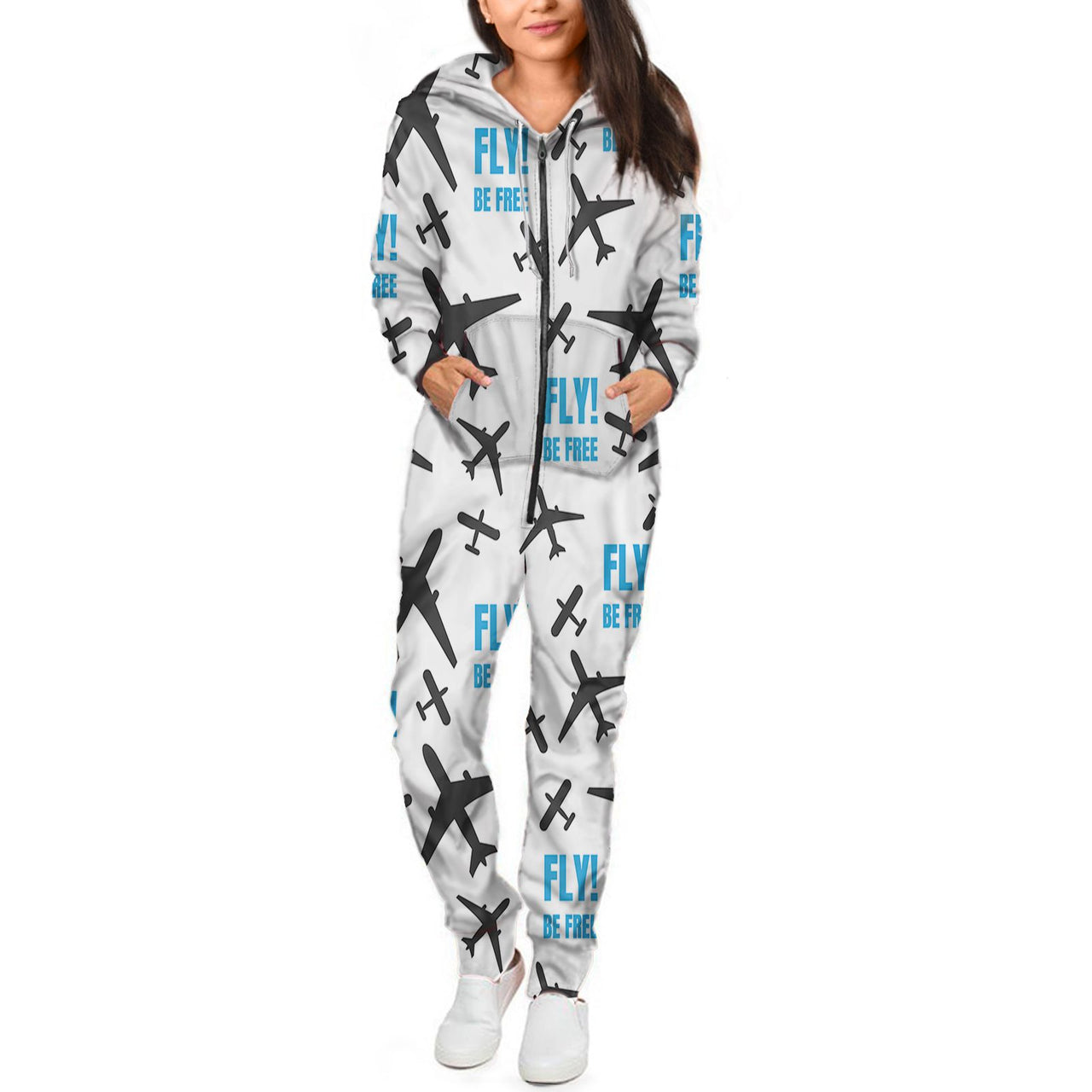 Fly Be Free White Designed Jumpsuit for Men & Women