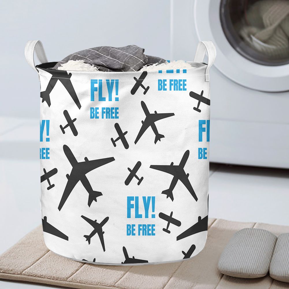 Fly Be Free White Designed Laundry Baskets