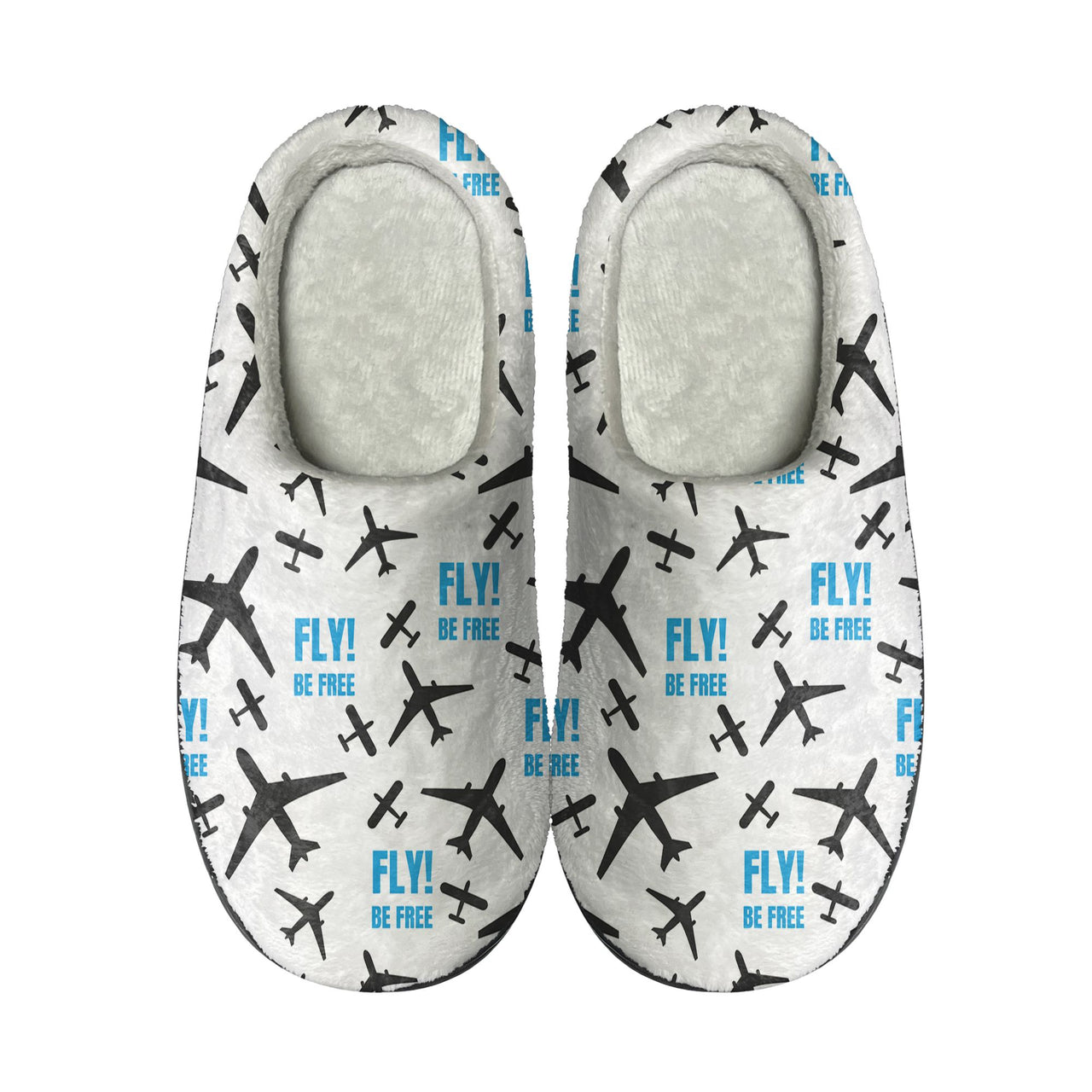 Fly Be Free White Designed Cotton Slippers