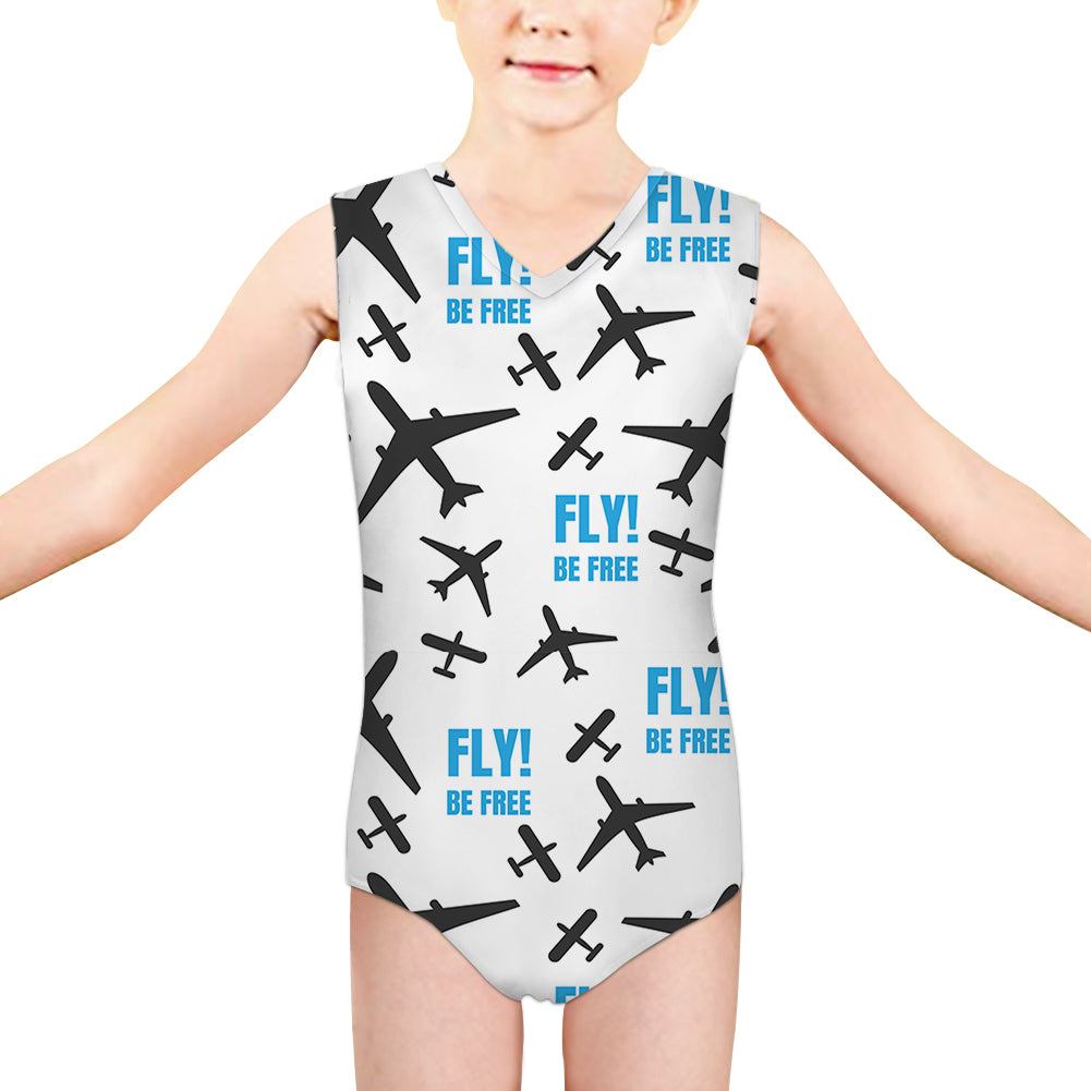 Fly Be Free White Designed Kids Swimsuit
