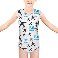 Thumbnail for Fly Be Free White Designed Kids Swimsuit