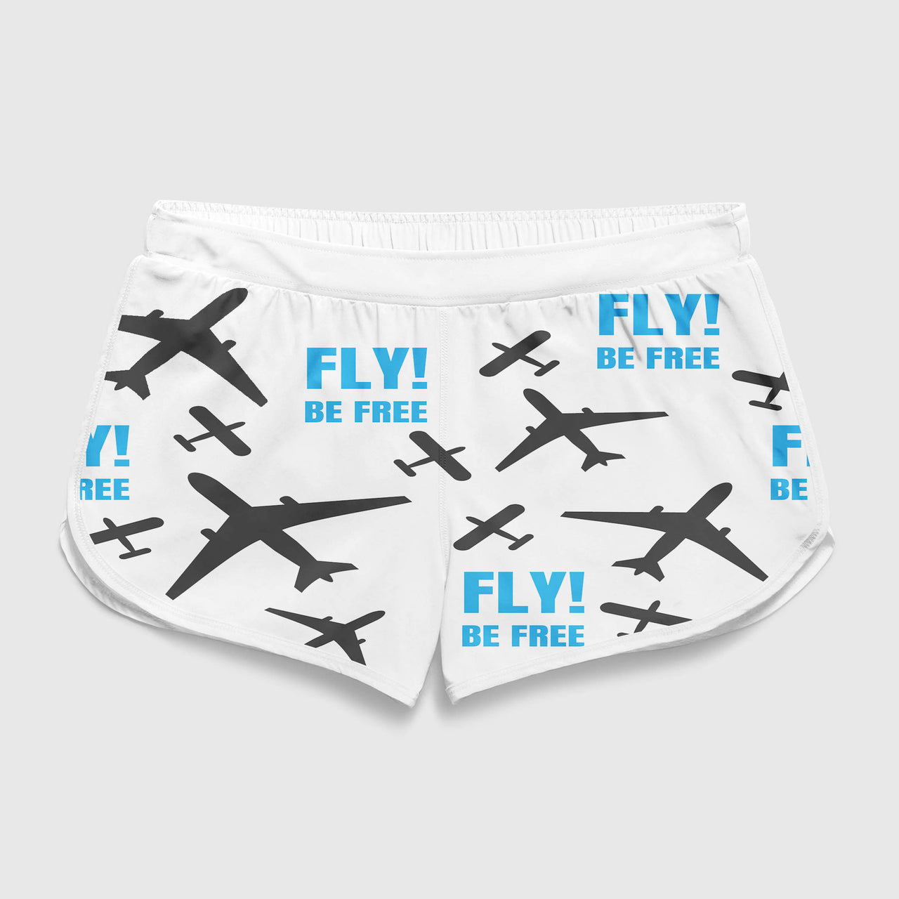 Fly Be Free White Designed Women Beach Style Shorts
