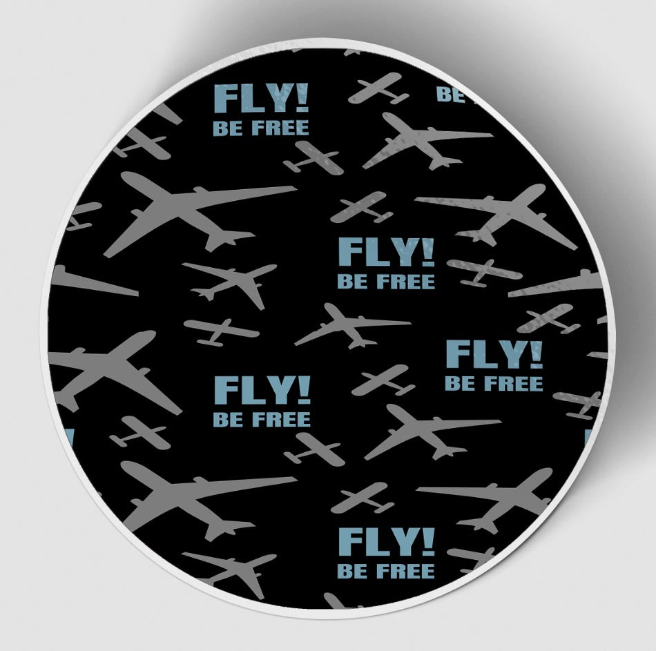 Fly Be Free (Black) Designed Stickers