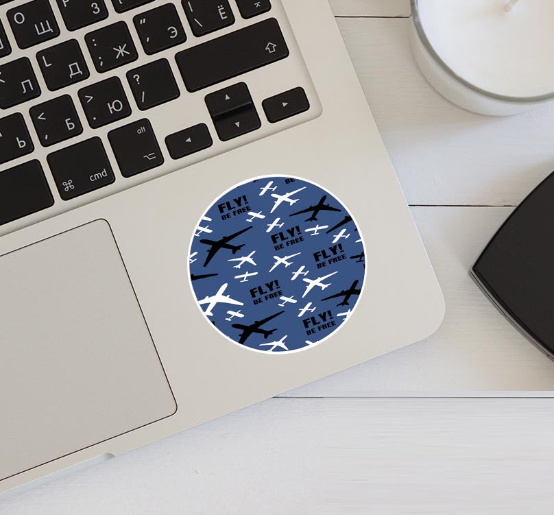 Fly Be Free (Blue) Designed Stickers