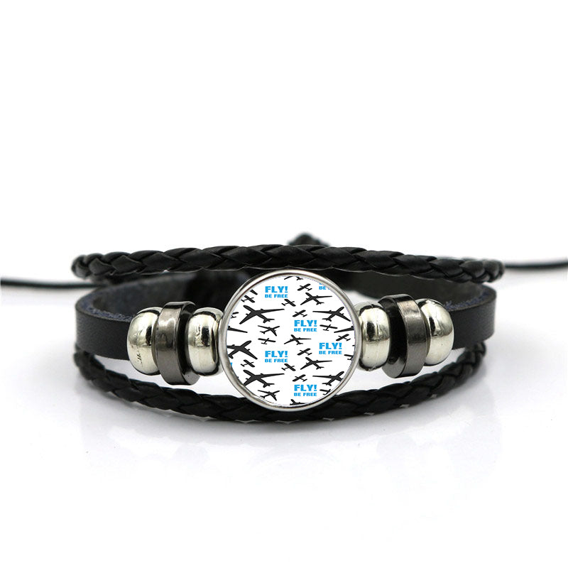 Fly Be Free (White) Designed Leather Bracelets