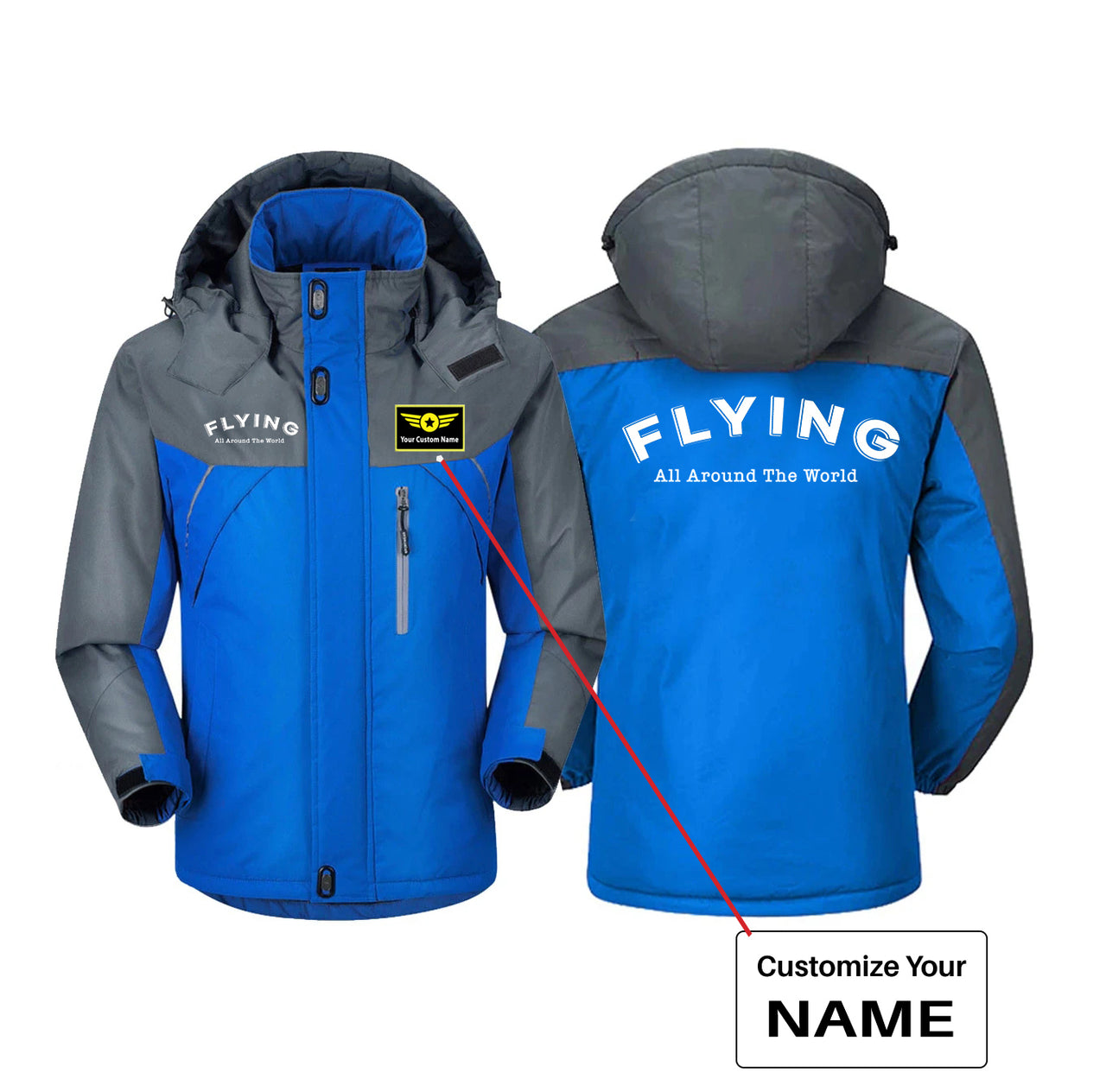 Flying All Around The World Designed Thick Winter Jackets