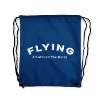 Thumbnail for Flying All Around The World Designed Drawstring Bags