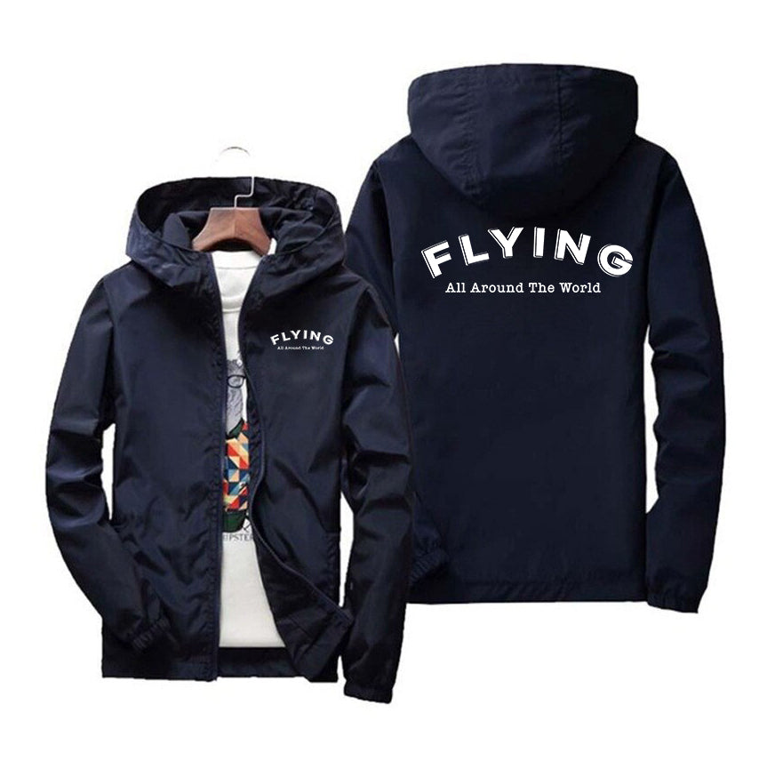 Flying All Around The World Designed Windbreaker Jackets