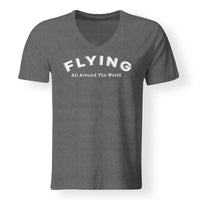 Thumbnail for Flying All Around The World Designed V-Neck T-Shirts