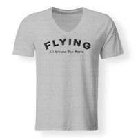 Thumbnail for Flying All Around The World Designed V-Neck T-Shirts