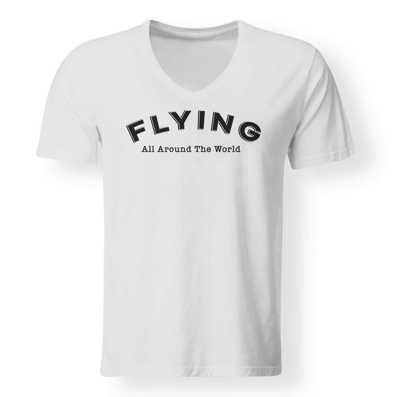 Flying All Around The World Designed V-Neck T-Shirts