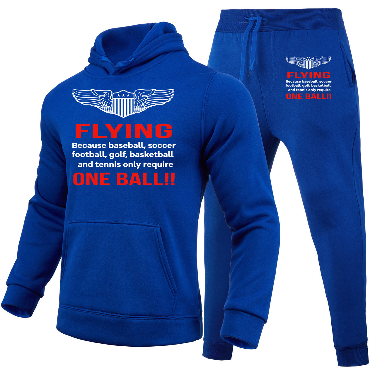 Flying One Ball Designed Hoodies & Sweatpants Set