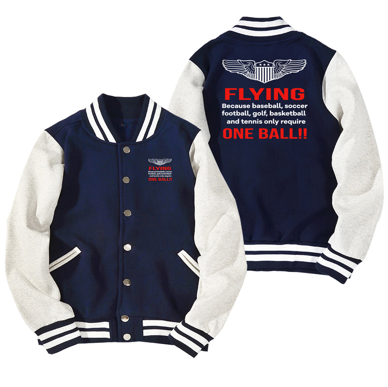 Flying One Ball Designed Baseball Style Jackets