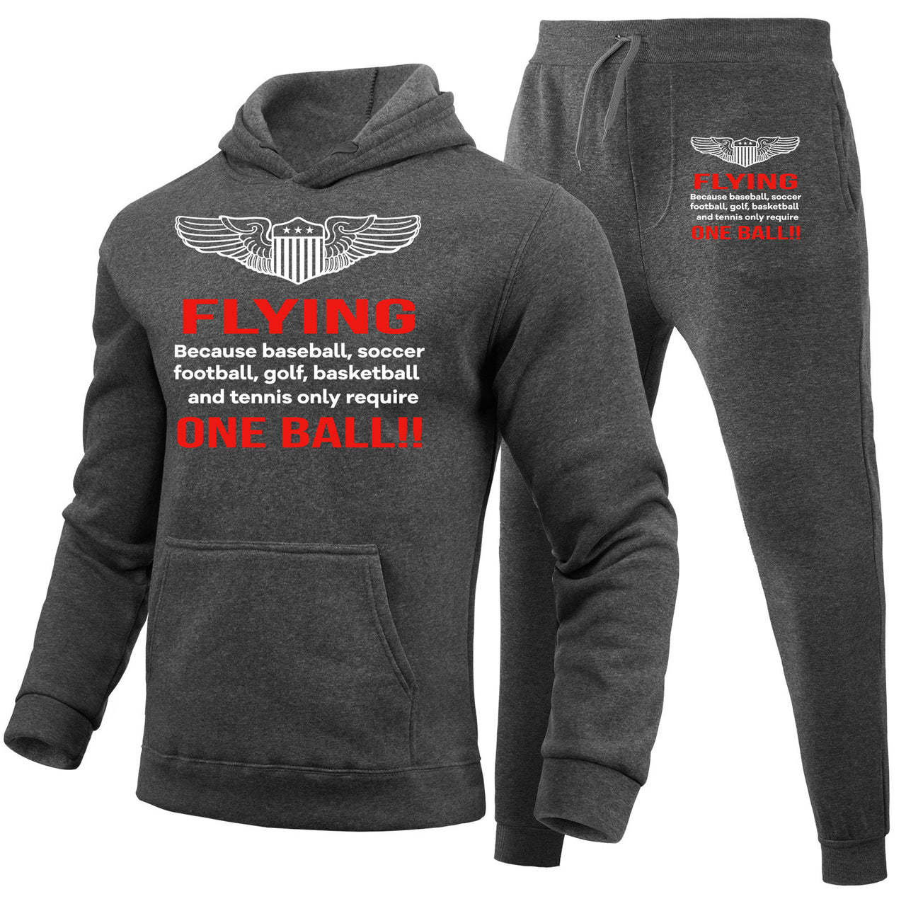 Flying One Ball Designed Hoodies & Sweatpants Set