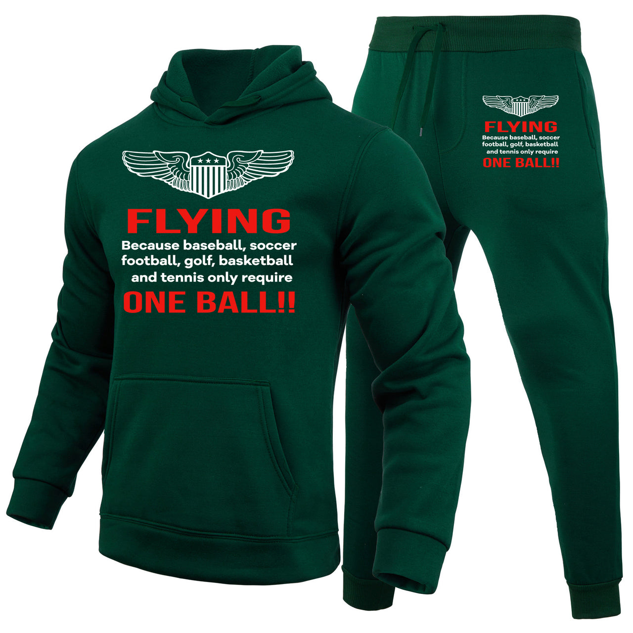 Flying One Ball Designed Hoodies & Sweatpants Set