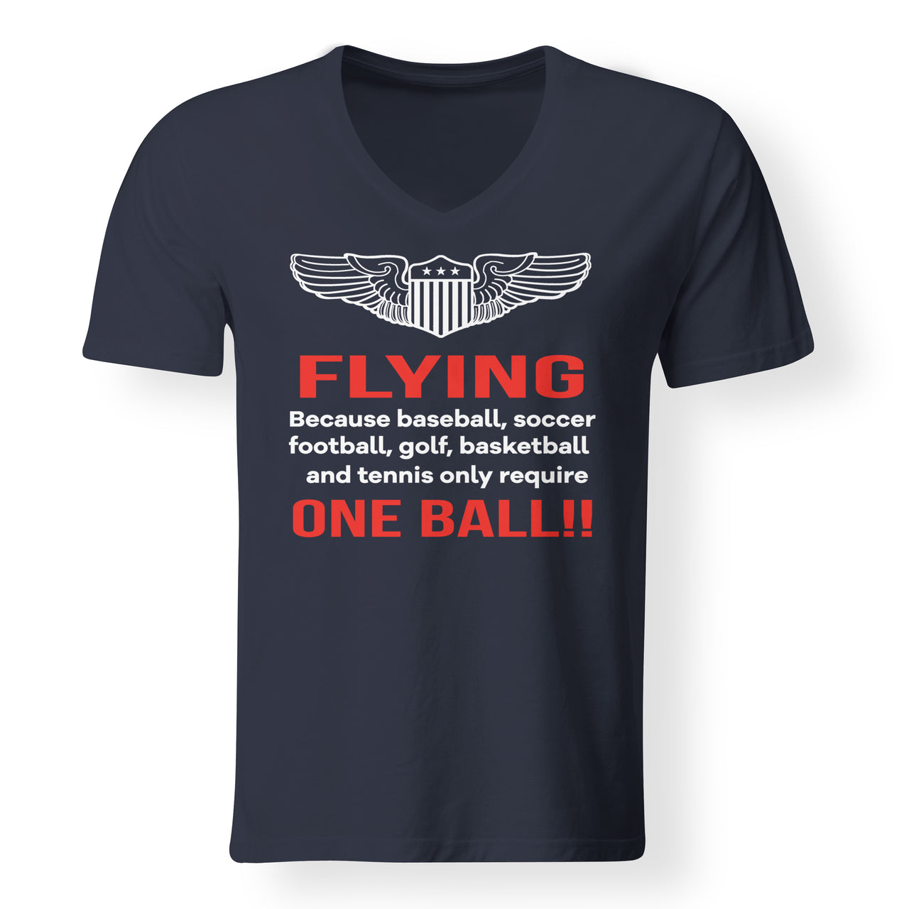 Flying One Ball Designed V-Neck T-Shirts