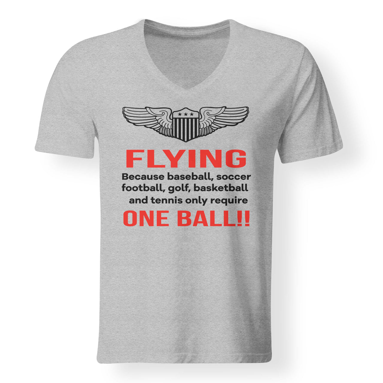 Flying One Ball Designed V-Neck T-Shirts