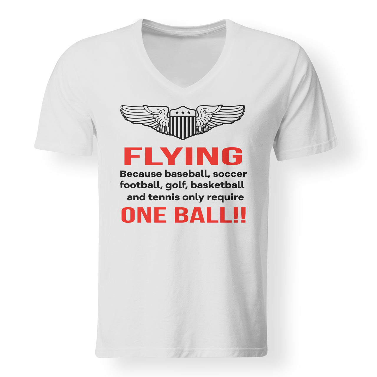 Flying One Ball Designed V-Neck T-Shirts