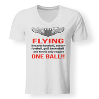 Thumbnail for Flying One Ball Designed V-Neck T-Shirts