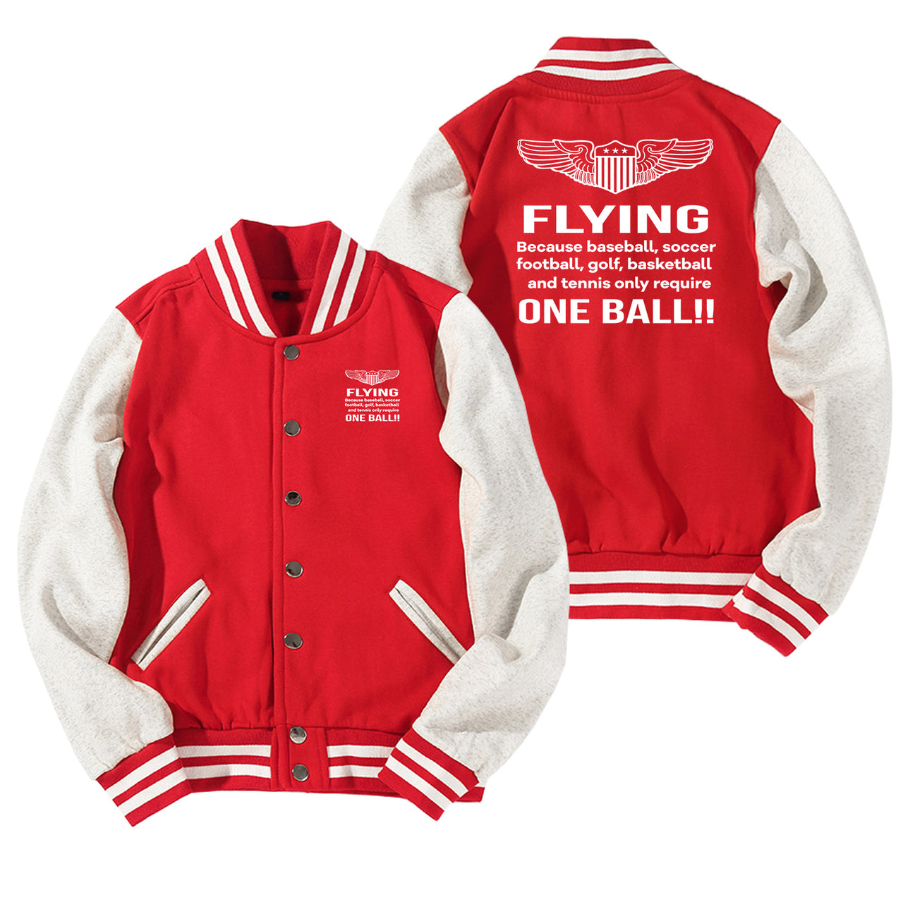 Flying One Ball Designed Baseball Style Jackets