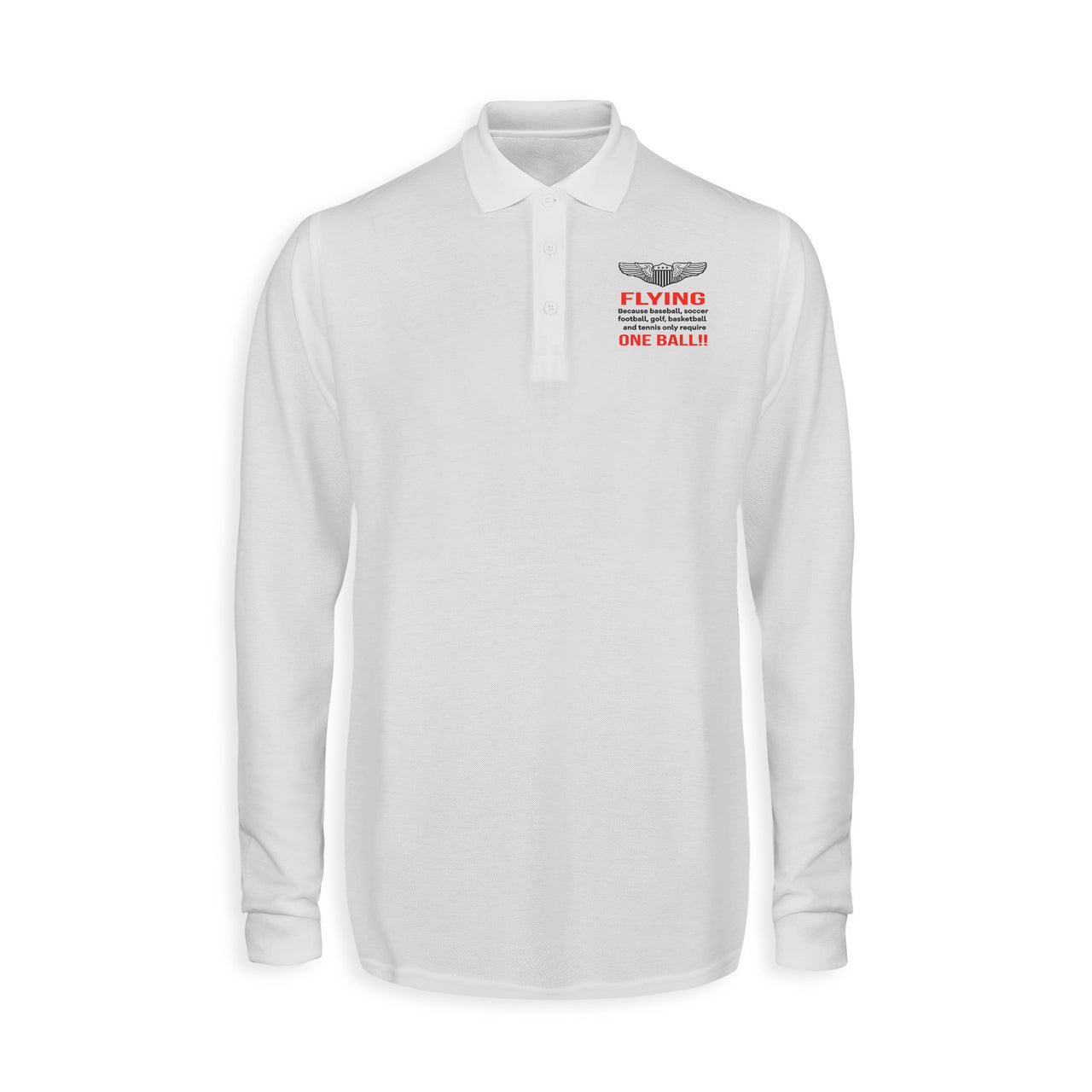 Flying One Ball Designed Long Sleeve Polo T-Shirts