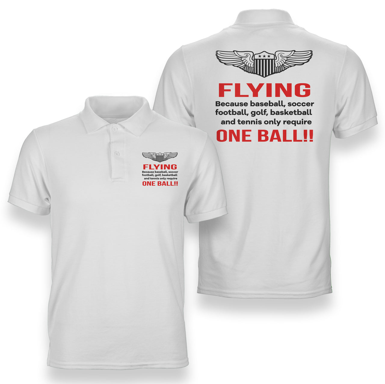 Flying One Ball Designed Double Side Polo T-Shirts