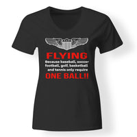 Thumbnail for Flying One Ball Designed V-Neck T-Shirts