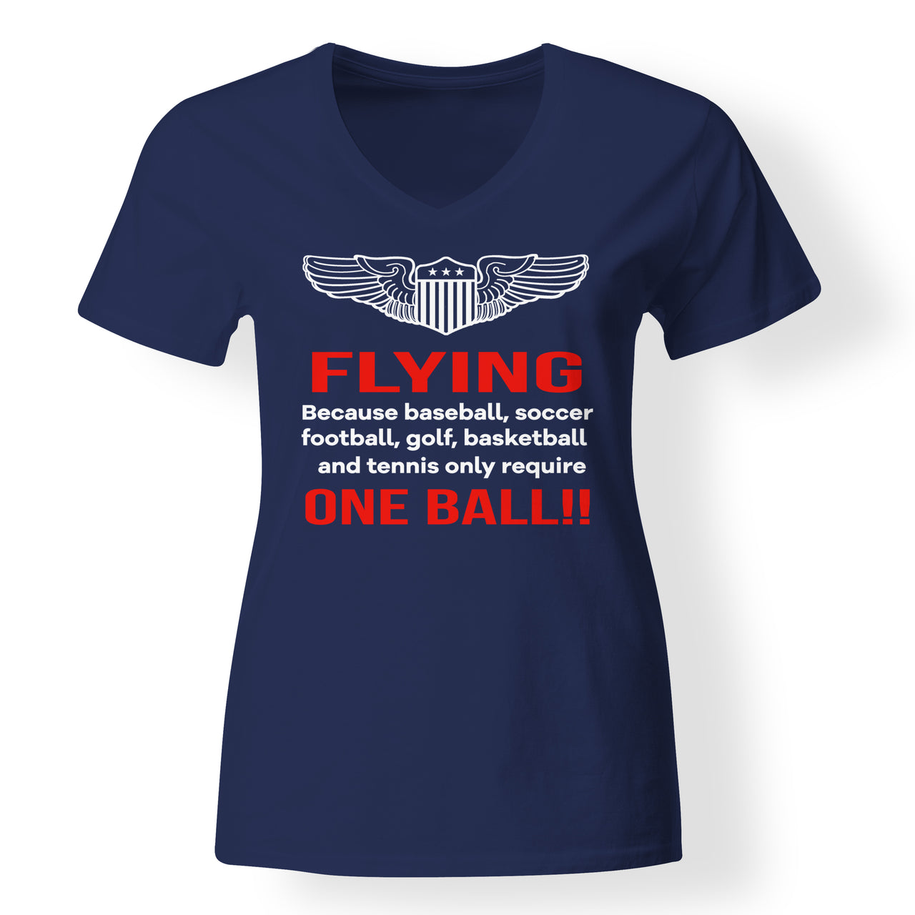 Flying One Ball Designed V-Neck T-Shirts
