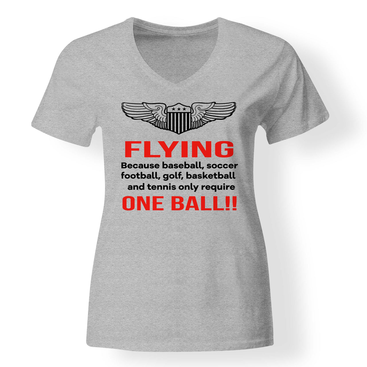 Flying One Ball Designed V-Neck T-Shirts