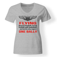 Thumbnail for Flying One Ball Designed V-Neck T-Shirts