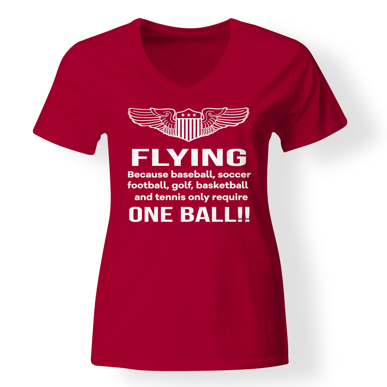 Flying One Ball Designed V-Neck T-Shirts