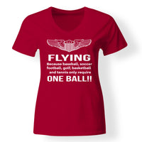 Thumbnail for Flying One Ball Designed V-Neck T-Shirts
