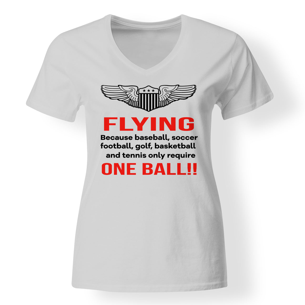 Flying One Ball Designed V-Neck T-Shirts