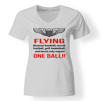 Thumbnail for Flying One Ball Designed V-Neck T-Shirts