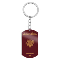Thumbnail for French Passport Designed Stainless Steel Key Chains (Double Side)