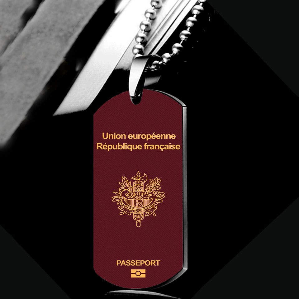French Passport Designed Metal Necklaces