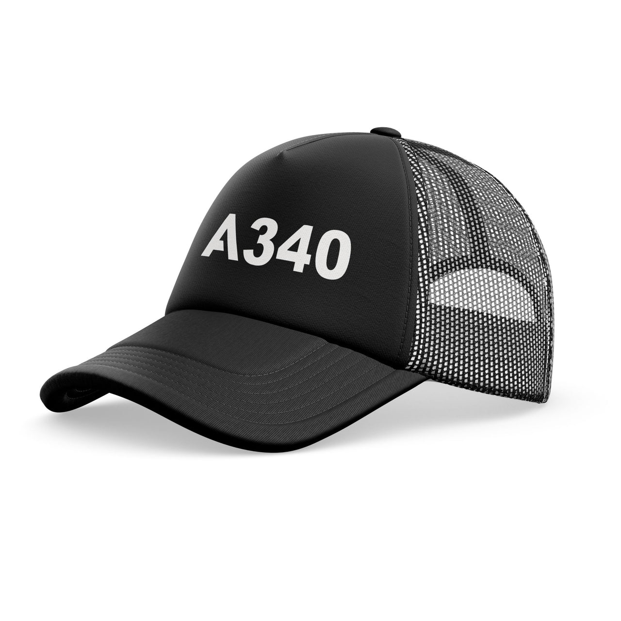 A340 Flat Text Designed Trucker Caps & Hats