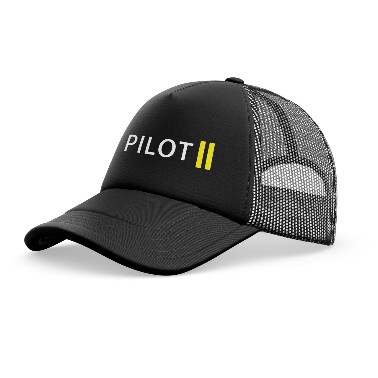 Pilot & Stripes (2 Lines) Designed Trucker Caps & Hats